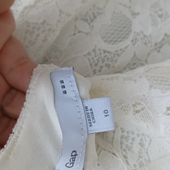 GAP Lace 3/4 Sleeve Dress, cream, side zip, sz 10 - Picture 5 of 9